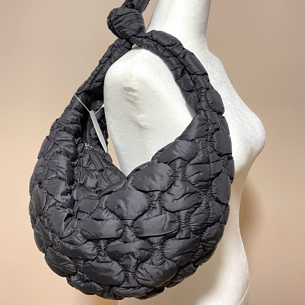 Black Quilted Puffer Gym Bag | NWT